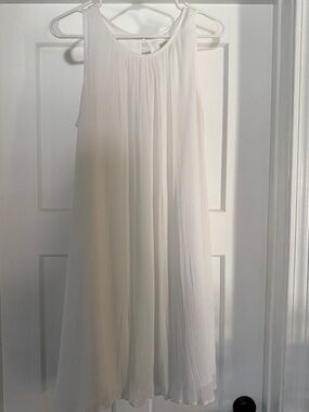 LOFT whiteSleeveless Pleated A-Line Dress